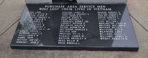 PURCHASE AREA VIETNAM WAR HONOR ROLL MEMORIAL STONE