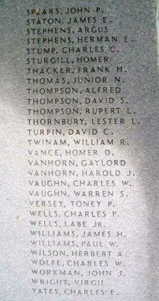 BOYD COUNTY WAR MEMORIAL HONOR ROLL STONE G