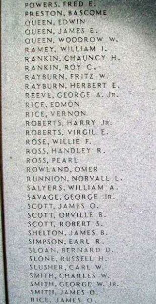 BOYD COUNTY WAR MEMORIAL HONOR ROLL STONE F