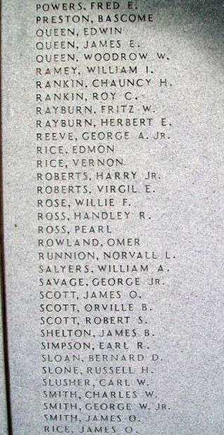 BOYD COUNTY WAR MEMORIAL HONOR ROLL STONE F
