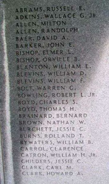 BOYD COUNTY WAR MEMORIAL HONOR ROLL STONE B