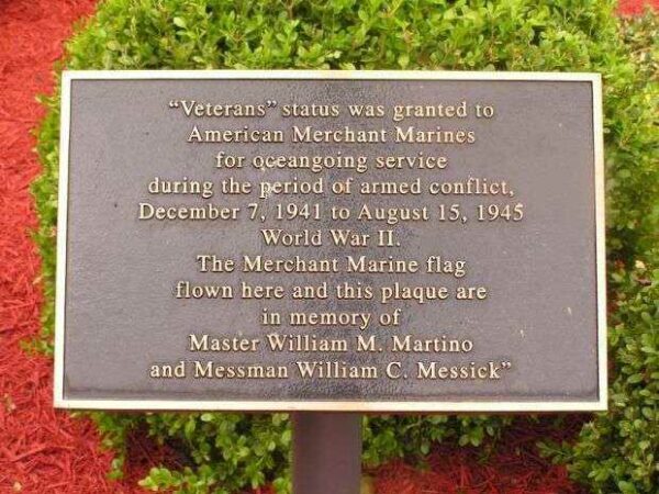 WICOMICO COUNTY WAR MEMORIAL MERCHANT MARINE PLAQUE