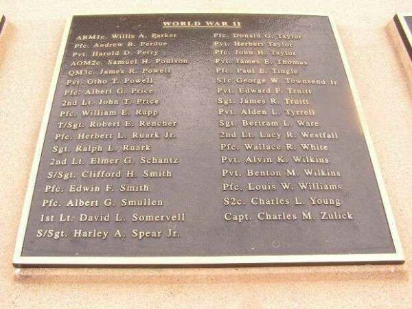 WICOMICO COUNTY WAR MEMORIAL HONOR ROLL PLAQUE D