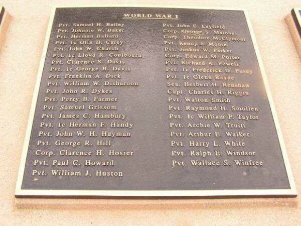 WICOMICO COUNTY WAR MEMORIAL HONOR ROLL PLAQUE A