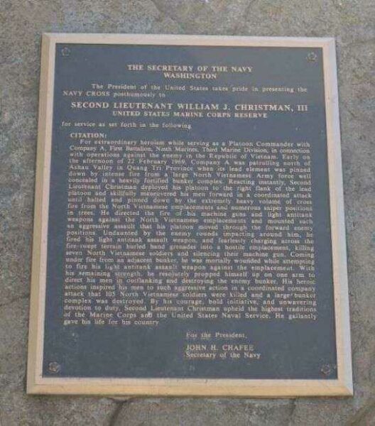 SECOND LIEUTENANT WILLIAM J. CHRISTMAN III WAR MEMORIAL