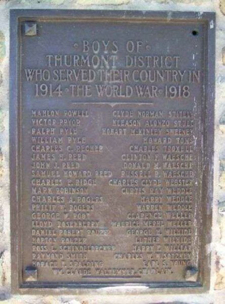 THURMONT WORLD WAR I MEMORIAL HONOR ROLL PLAQUE C