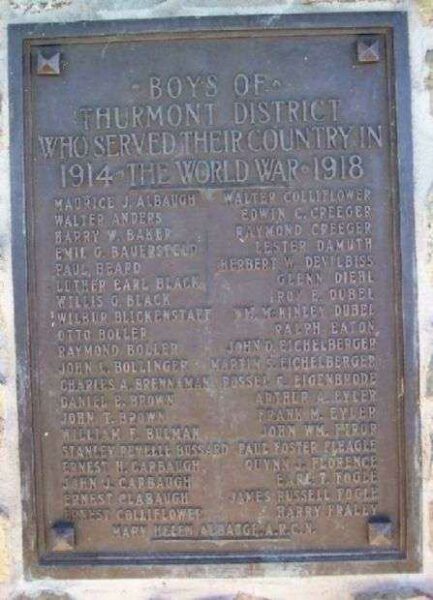 THURMONT WORLD WAR I MEMORIAL HONOR ROLL PLAQUE A