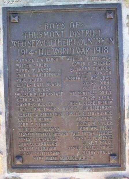 THURMONT WORLD WAR I MEMORIAL HONOR ROLL PLAQUE A