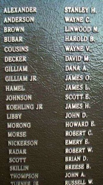 PHIPPSBURG VETERANS AND MARINERS MEMORIAL VIETNAM HONOR ROLL PLAQUE B
