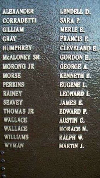 PHIPPSBURG VETERANS AND MARINERS MEMORIAL KOREAN HONOR ROLL PLAQUE B