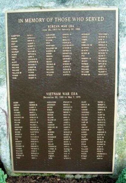 PHIPPSBURG VETERANS AND MARINERS KOREAN AND VIETNAM HONOR ROLL PLAQUE