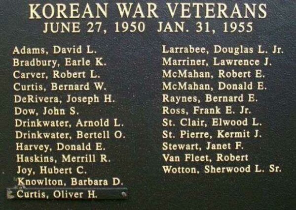 OWL’S HEAD VETERANS MEMORIAL HONOR ROLL PANEL E