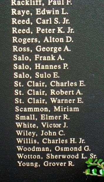 OWL’S HEAD VETERANS MEMORIAL HONOR ROLL PANEL D