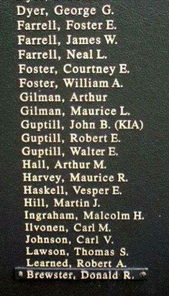 OWL’S HEAD VETERANS MEMORIAL HONOR ROLL PANEL B