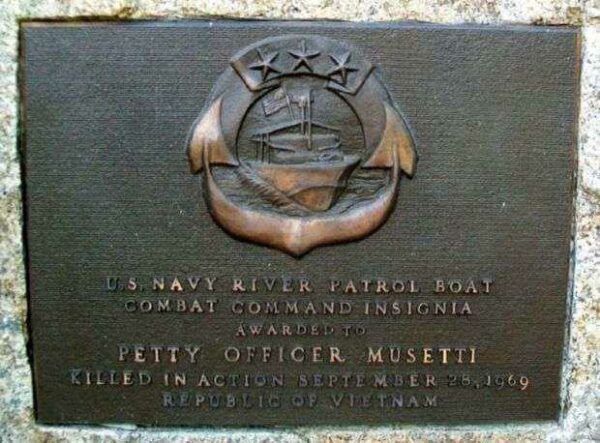 PETTY OFFICER MUSETTI WAR MEMORIAL PLAQUE