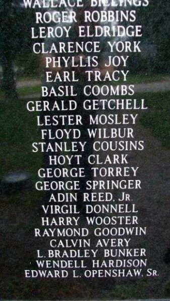 FRANKLIN VETERANS MEMORIAL HONOR ROLL PANEL D