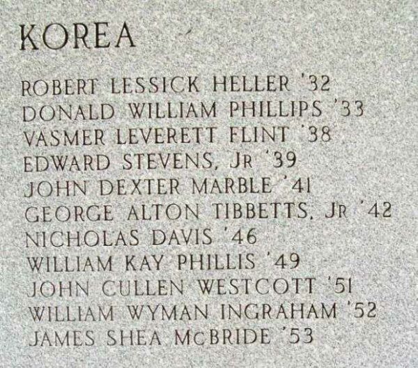 BOWDOIN COLLEGE WAR MEMORIAL HONOR ROLL STONE I