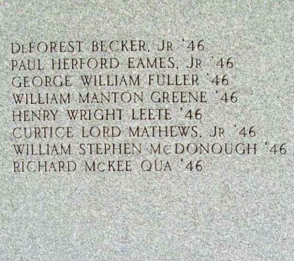 BOWDOIN COLLEGE WAR MEMORIAL HONOR ROLL STONE H