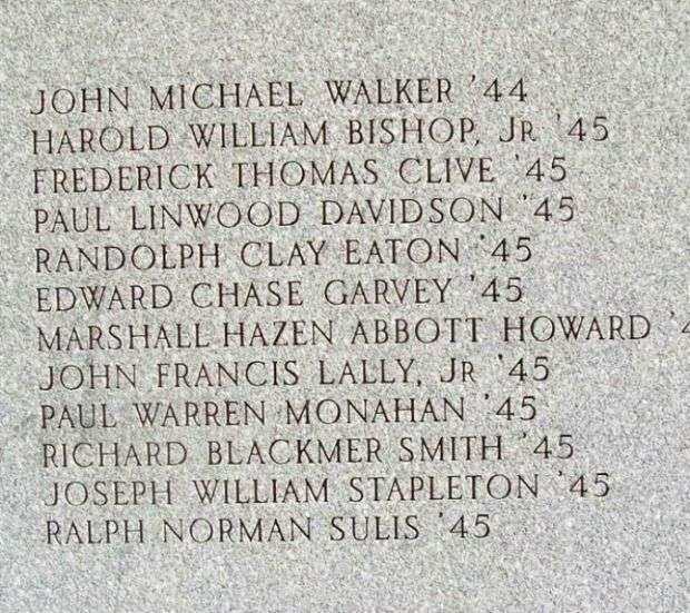 BOWDOIN COLLEGE WAR MEMORIAL HONOR ROLL STONE G