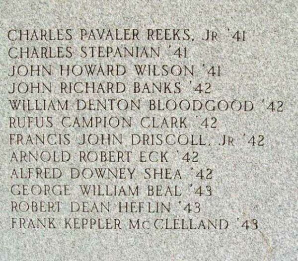 BOWDOIN COLLEGE WAR MEMORIAL HONOR ROLL STONE E