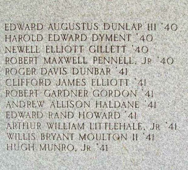 BOWDOIN COLLEGE WAR MEMORIAL HONOR ROLL STONE D