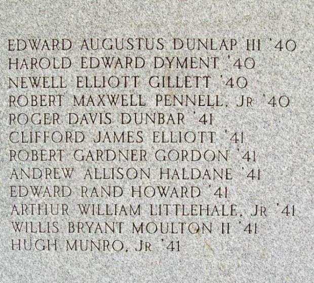 BOWDOIN COLLEGE WAR MEMORIAL HONOR ROLL STONE D