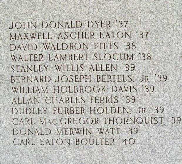 BOWDOIN COLLEGE WAR MEMORIAL HONOR ROLL STONE C