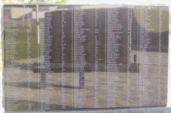BLOOMER VETERANS MEMORIAL HONOR ROLL STONE H