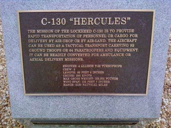 C-130 HERCULES MEMORIAL PLAQUE