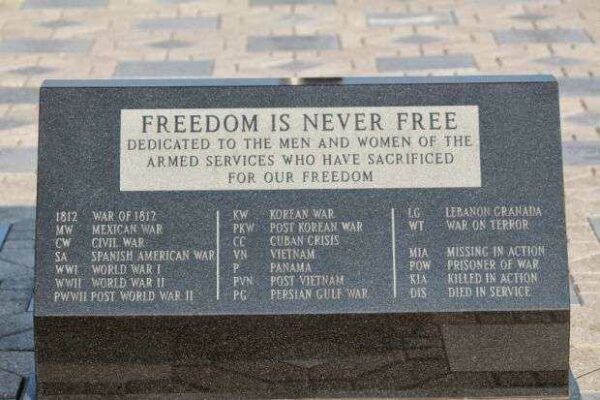 BLOOMER VETERANS MEMORIAL DEDICATION STONE