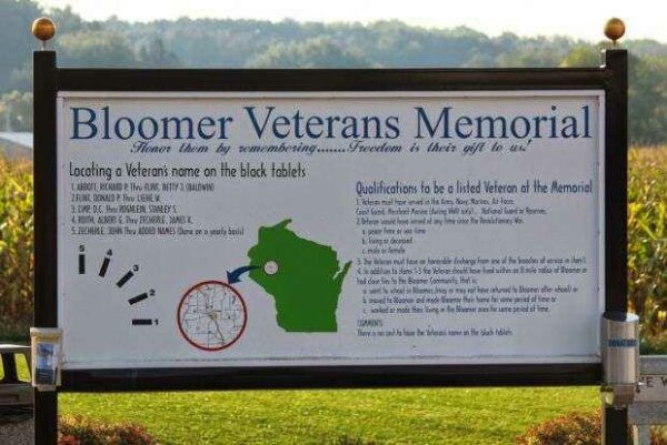 BLOOMER VETERANS MEMORIAL MARKER