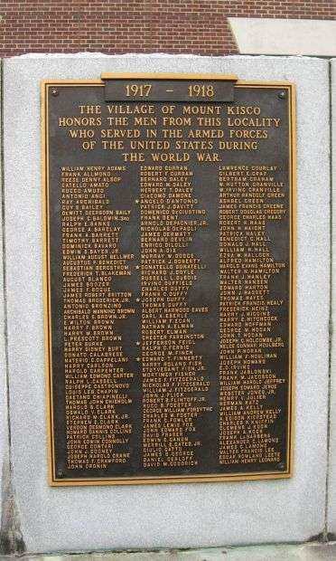 MOUNT KISCO WAR VETERANS MEMORIAL PLAQUE A