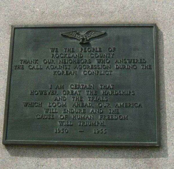 ROCKLAND COUNTY WORLD WAR I MEMORIAL PLAQUE C