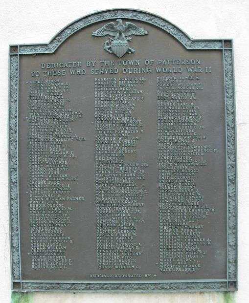 PATTERSON WAR VETERANS MEMORIAL PLAQUE B