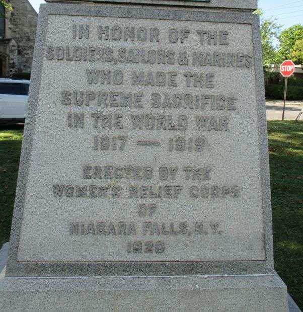 NIAGARA FALLS WORLD WAR I MEMORIAL DEDICATION STONE