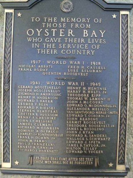 OYSTER BAY WAR MEMORIAL PLAQUE A