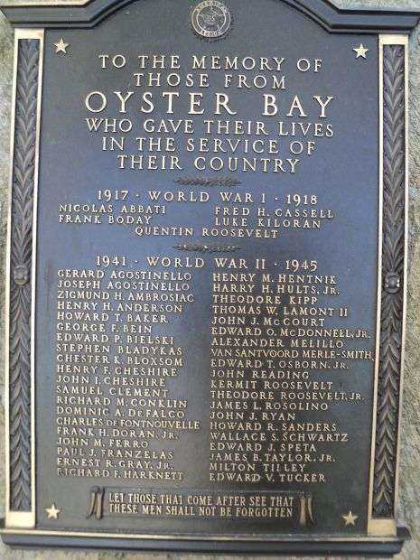 OYSTER BAY WAR MEMORIAL PLAQUE A