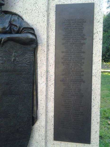 N.Y. DISTRICT 31-32 WORLD WAR I MEMORIAL RIGHT PLAQUE (REPLACEMENT)