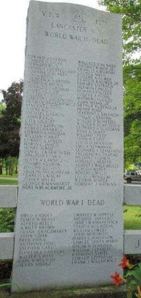 V.F.W. 7275 LANCASTER N.Y. WORLD WARS MEMORIAL