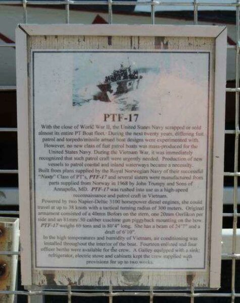 PTF-17 NAVAL SHIP MEMORIAL PLAQUE