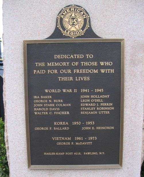 HASLER-KAMP POST #215 WAR VETERANS MEMORIAL