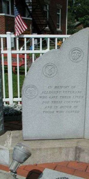 ALLEGANY VETERANS MEMORIAL NARRATIVE STONE B