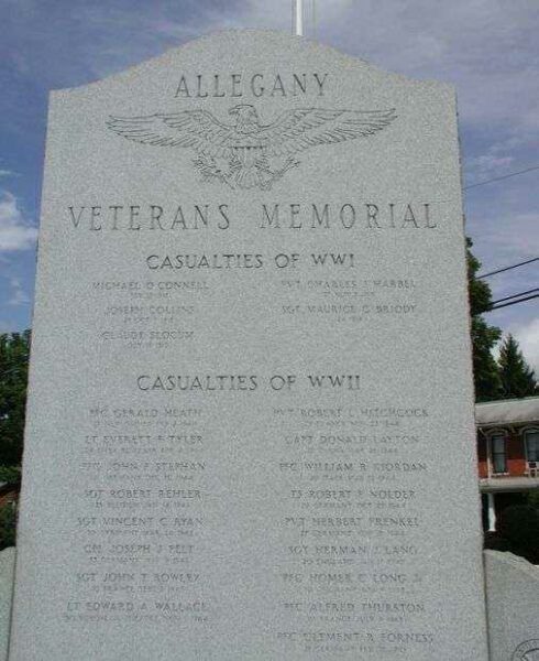 ALLEGANY VETERANS MEMORIAL HONOR ROLL STONE A