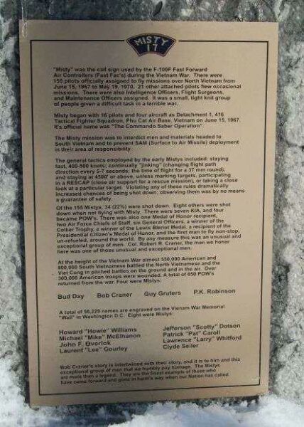 MISTY 17 WAR MEMORIAL PLAQUE