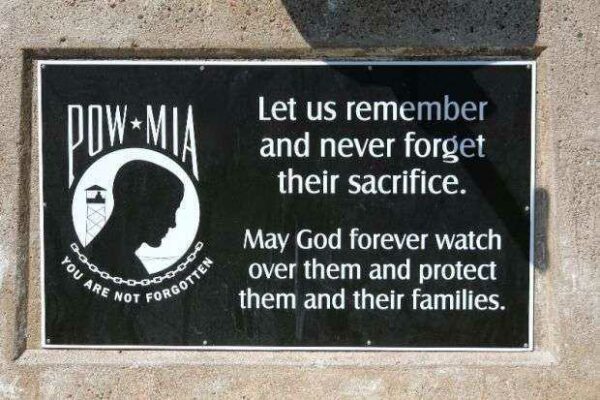STANLEY VETERANS MEMORIAL POW MIA PLAQUE