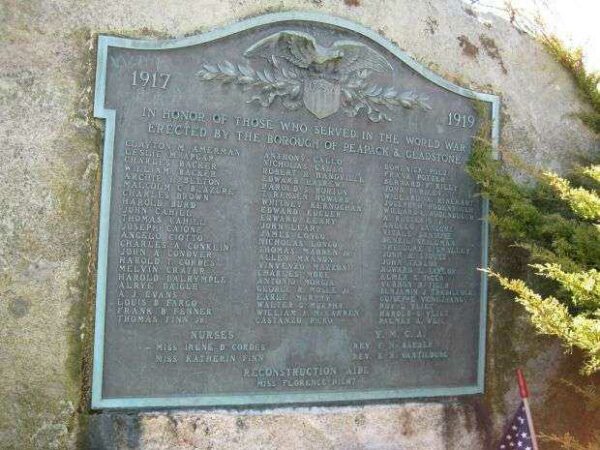 PEAPACK & GLADSTONE WORLD WAR I MEMORIAL
