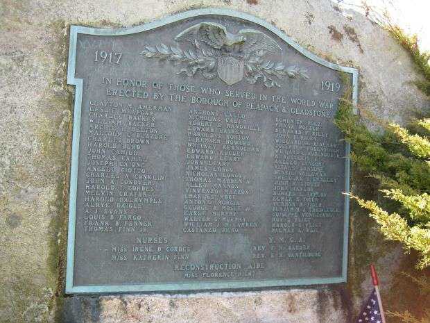 PEAPACK & GLADSTONE WORLD WAR I MEMORIAL
