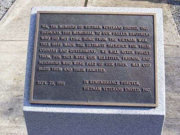MERCER COUNTY VIETNAM VETERANS MEMORIAL PLAQUE