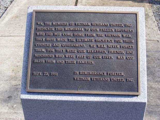 MERCER COUNTY VIETNAM VETERANS MEMORIAL PLAQUE