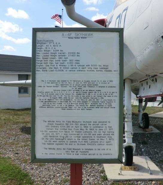 A-4F SKYHAWK AIRCRAFT MEMORIAL PLAQUE